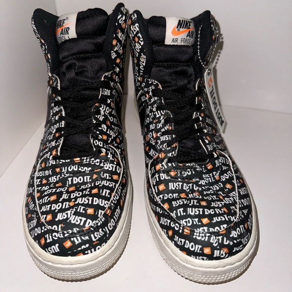 Nike Authenticated Air Force 1 High Tops Black and Orange Just Do It Size 7 - Picture 4 of 17